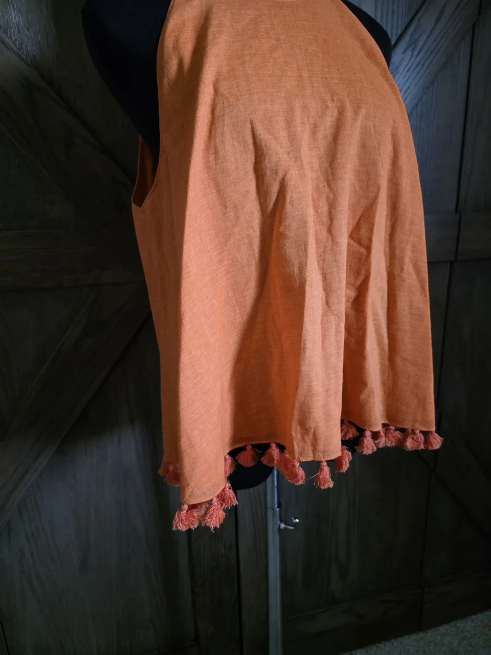 Tory Burch Orange Halter Tank with Tassel Trim